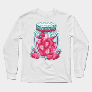 A cute red jar with some strawberry jam Long Sleeve T-Shirt